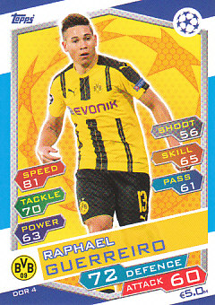 Raphael Guerreiro Borussia Dortmund 2016/17 Topps Match Attax CL #DOR04